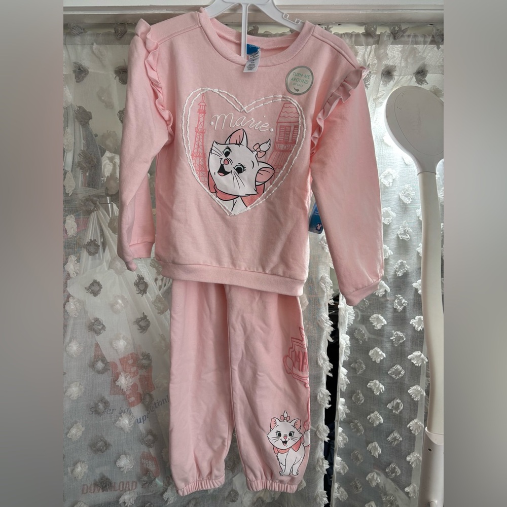 Disney Pink Marie Ruffle-Trim Sweat Set - Picture 2 of 8